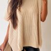 Apricot Short Sleeve Side Slit Oversized Sweater